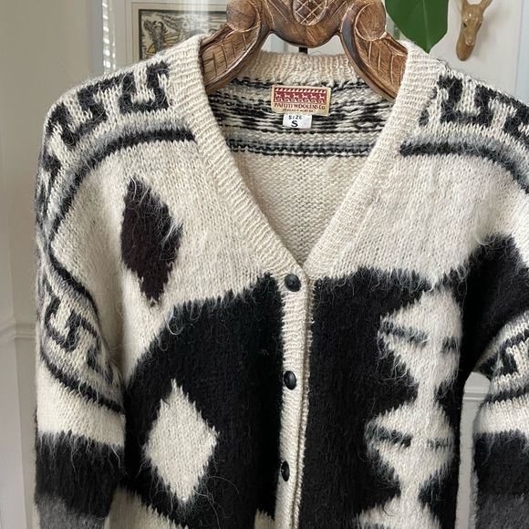 Vintage Paititi Woolens Co Juneau Alaska Geometric Cardigan S - Picture 2 of 7